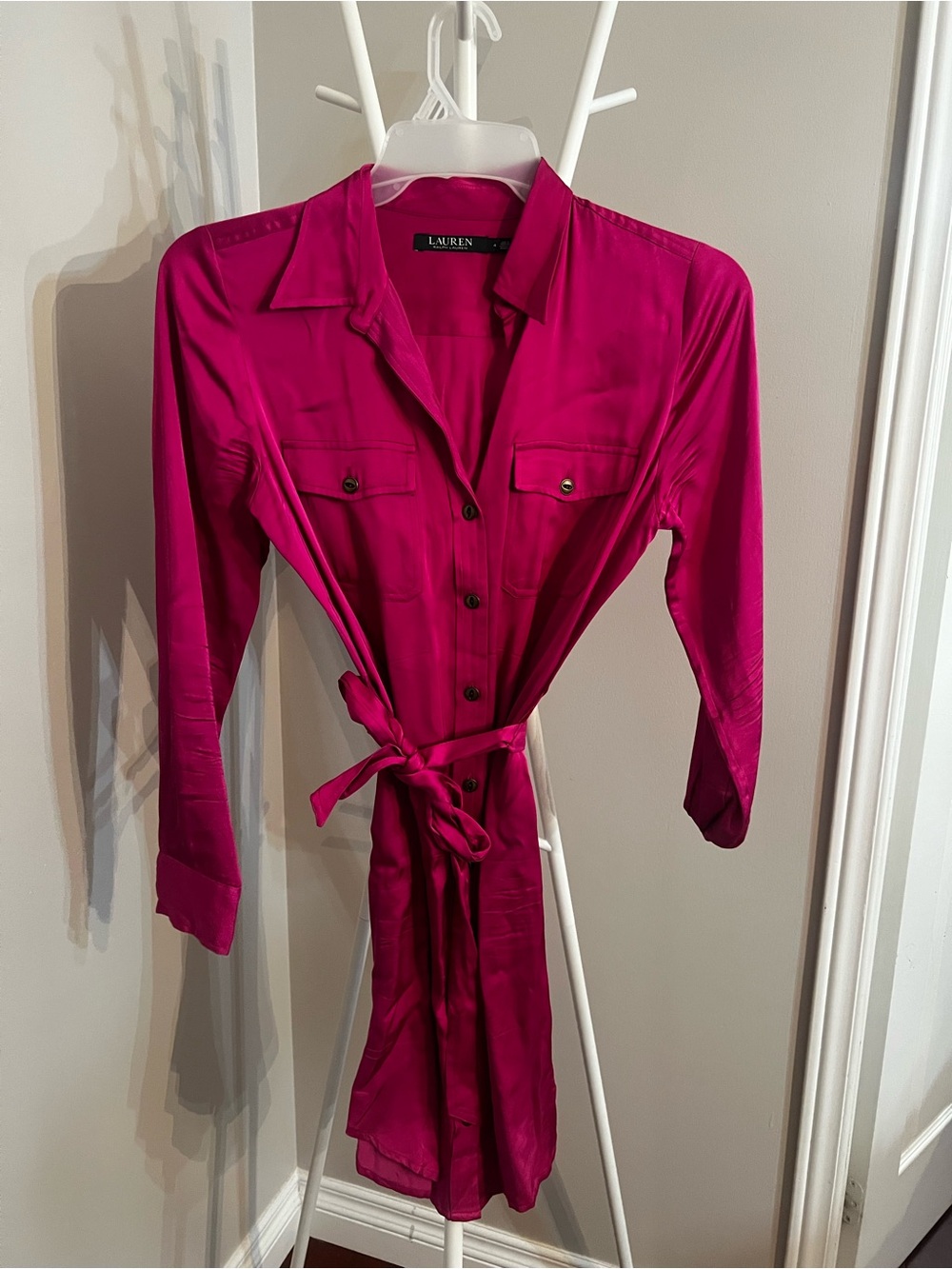 Lauren Ralph Lauren Hot Pink Button-Front Dress - Picture 1 of 5
